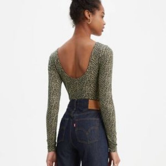 Levi’s Josie Leopard Print Long Sleeve Bodysuit Size M Animal Print - Picture 5 of 11